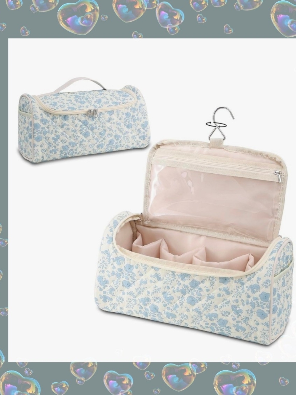 Quilted Hair Tools Travel Case, Cotton Portable Storage Bag